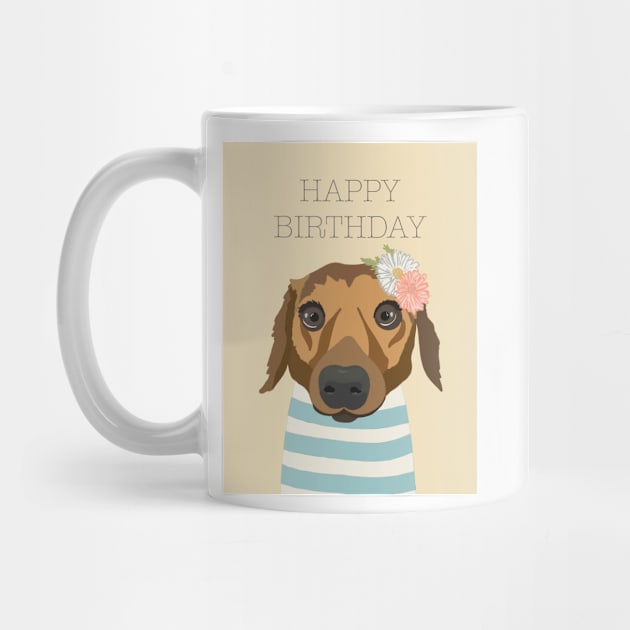 Happy Birthday Dog in Paris with flowers by NattyDesigns